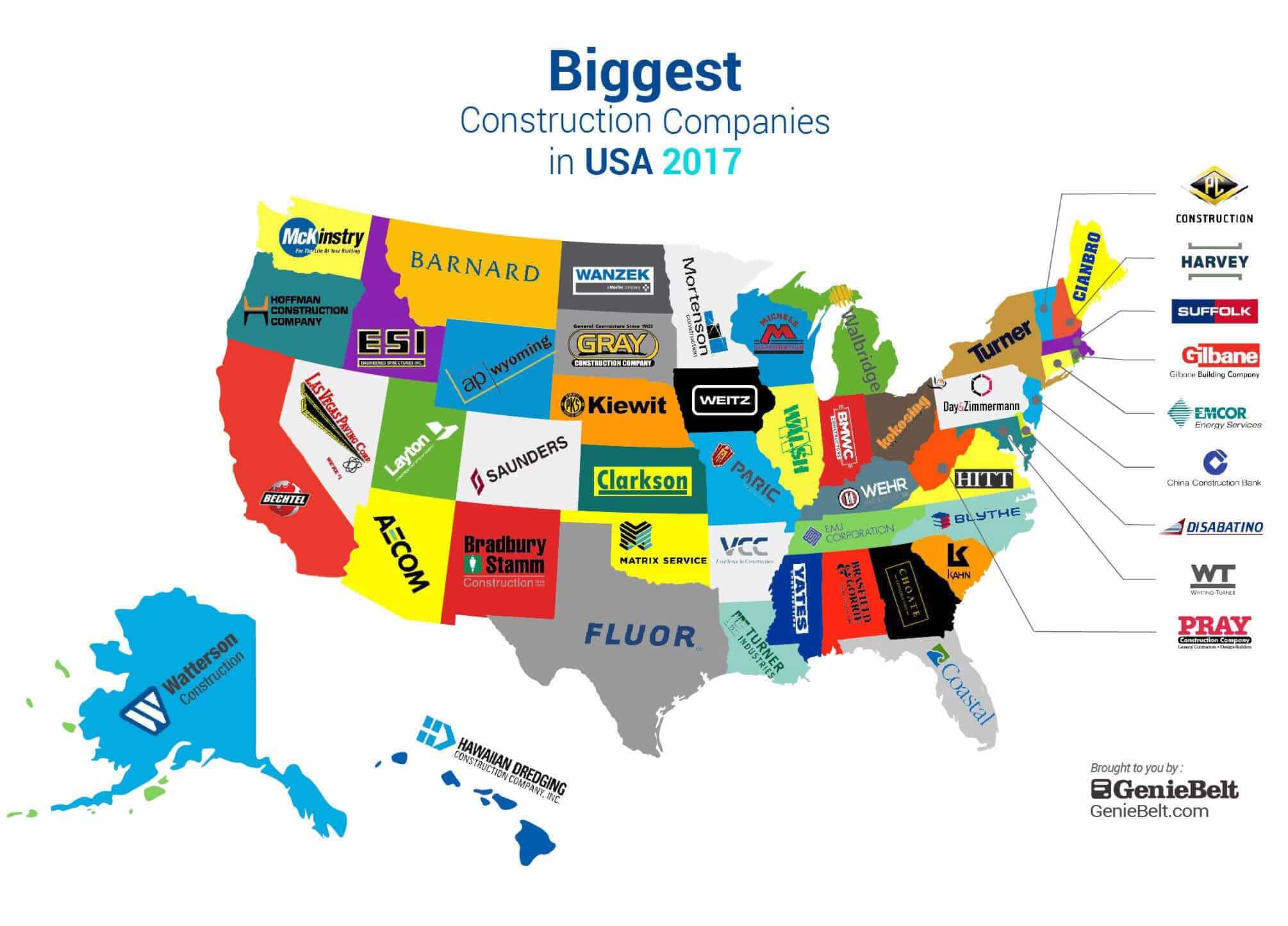 Map of the biggest construction companies in US Letsbuild